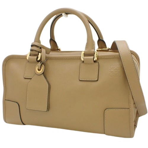 LOEWE(ロエベ) アマソナ 28 ハンドバッグ AMAZONA アナグラム ミニボストン 2WAY ショルダー 肩掛け 斜め掛け カーフ ベージュ ゴールドの通販は
