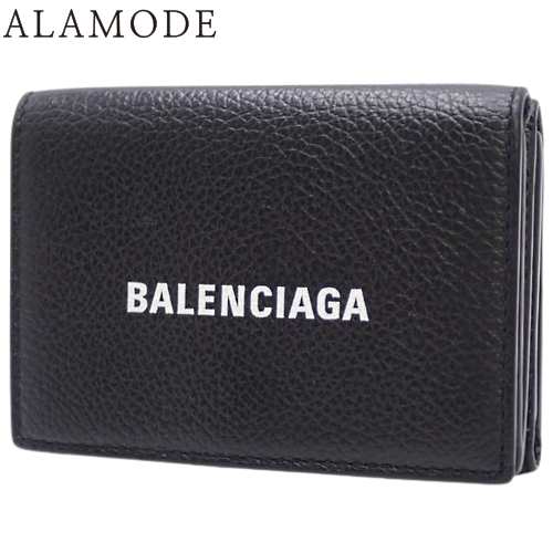 BALENCIAGA(バレンシアガ) CASH キャッシュ ミニウォレット コンパクト財布 三つ折り 3つ折り 両面財布 Wホック 小物 カーフ ブラック黒