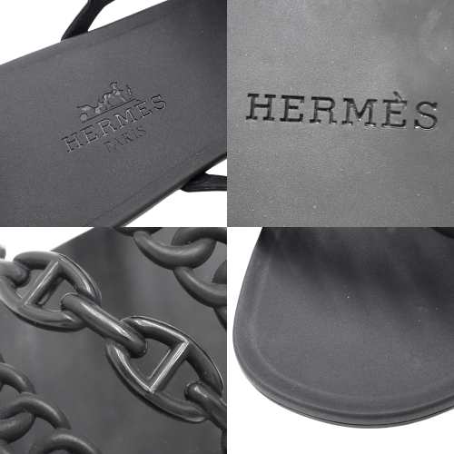 HERMES(エルメス) シェーヌダンクル フラットサンダル ブラック黒 ラバー サンダル/ミュール 靴 シューズ ファッション アパレル レディ