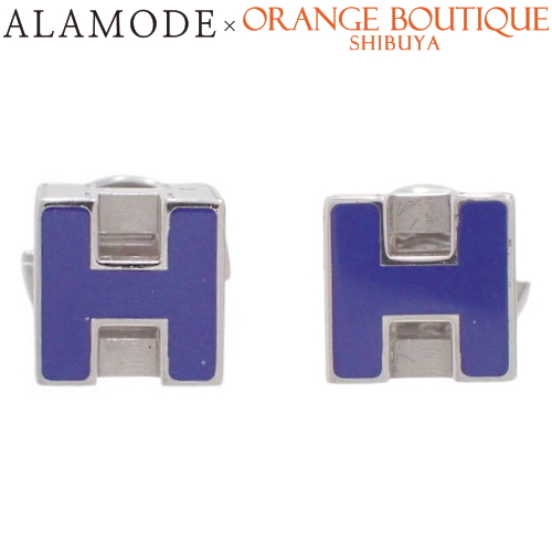 HERMES(エルメス) カージュ ド アッシュ Hキューブ メタル ピアス アクセサリー ジュエリー ブルー青 シルバー銀 レディース 40802103429【中古】【アラモード】の通販は