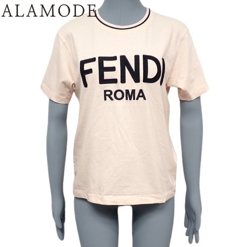 FENDI(フェンディ) ロゴ Tシャツ トップス アパレル ファッション 衣類 半袖 S コットン ピンク ブラック黒 FS7254 AFLW レディース 4080