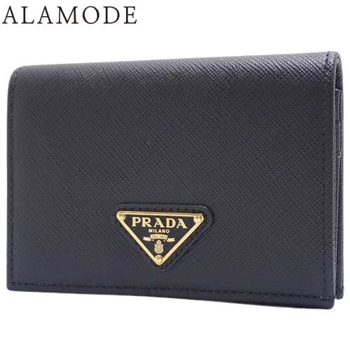 PRADA(プラダ) トライアングルロゴ 二つ折り財布 コンパクト財布 2つ折り サフィアーノレザー SAFFIANO TRIANG NERO  ブラック黒 ゴールド金具 1MV021 QHH F0002 レディース 40802106349【中古】【アラモード】 折りたたみ財布