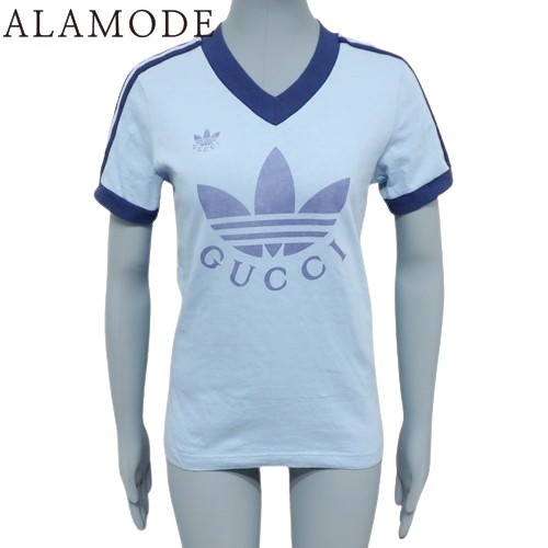 GUCCI(グッチ) アディダス コラボ Tシャツ トップス アパレル ファッション 半袖 GUCCI×adidas XS コットン ポリウレタン ライトブルー