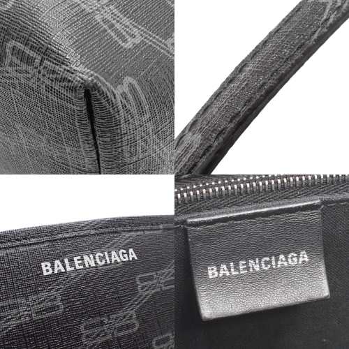 BALENCIAGA(バレンシアガ) BBモノグラム シグネチャー ミディアム ショッパーバッグ トートバッグ 肩掛け レザー ブラック黒 シルバー金