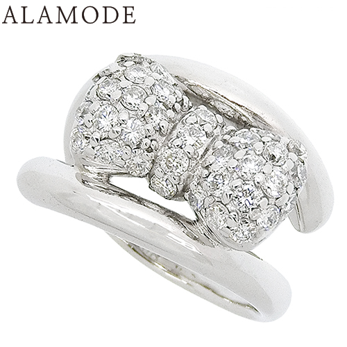 Ponte Vecchio(ポンテヴェキオ) ダイヤモンド パヴェ リボン リング K18 ホワイトゴールド WG リング・指輪 アクセサリー ジュエリー 1(41)号 シルバー銀 レディース 40802111364【中古】【アラモード】の通販は