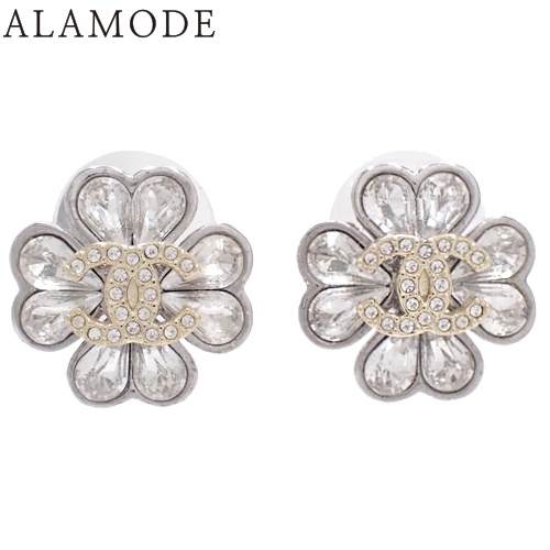 CHANEL(シャネル) ココマーク クローバー ピアス メタル ラインストーン ピアス アクセサリー ジュエリー 花モチーフ フラワー シルバー銀 シャンパンゴールド 金 レディース 40802116216【中古】【アラモード】の通販は 59,928円