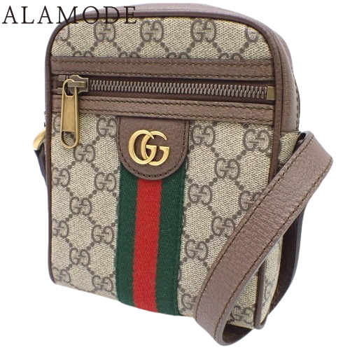 GUCCI(グッチ) オフィディア GG ショルダーバッグ 斜め掛け 肩掛け ダブルG  ウェブライン GGスプリームキャンバス ベージュ/エボニー ブラウン茶 レッド赤 グリーン緑 アンティークゴールド金具 598127 96IWT 8745 ユニセックス 40802100724【中古】【アラモード】の通販は 59,895円