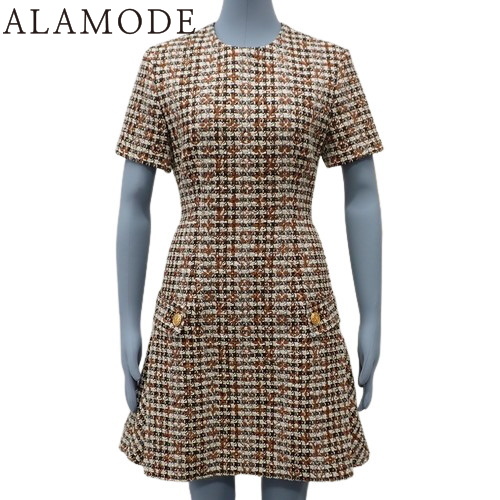 LOUIS VUITTON(ルイ・ヴィトン) モノグラム ツイード ワンピース RW222W アパレル ファッション 半袖 34 ウール モヘア コットン カシミヤ ポリエステル ブラウン茶 レディース 40802131329【中古】【アラモード】