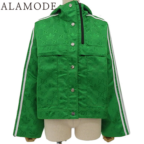 GUCCI(グッチ) グッチ×adidas ボンバージャケット アウター アパレル ファッション アディダス コラボ 36 ナイロン グリーン緑 白白 697438 ZAJFW レディース 40802139315【中古】【アラモード】