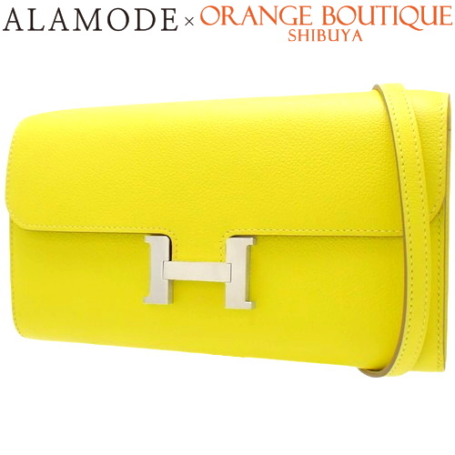 HERMES(エルメス) コンスタンス ロング トゥーゴー ライム イエロー黄 エバーカラー パラジウム金具 シルバー金具 B刻印 長財布 2WAY ロングウォレット ショルダー クラッチ レディース 40802146170【中古】【アラモード】