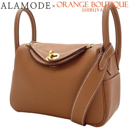HERMES(エルメス) リンディ ミニ ゴールド ブラウン茶 トリヨンクレマンス ゴールド金具 W刻印 ショルダーバッグ 肩掛け 斜め掛け レディース 40802146024【中古】【アラモード】
