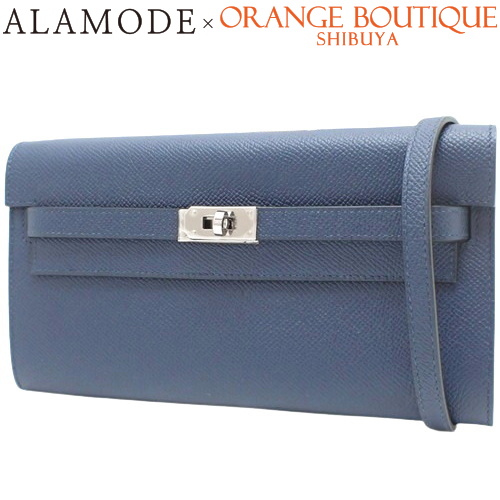 HERMES(エルメス) ケリーウォレット トゥーゴー ブルーサフィール ブルー青 ヴォーエプソン パラジウム金具 シルバー金具 W刻印 長財布 ロングウォレット ショルダー 肩掛け レディース 40802147552【中古】【アラモード】