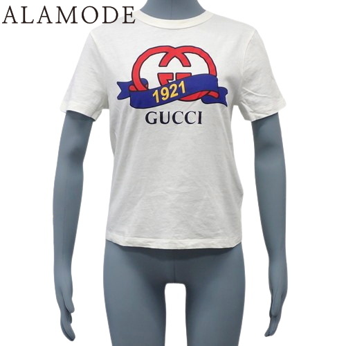GUCCI(グッチ) インターロッキングG Tシャツ トップス アパレル ファッション 半袖 S コットン ホワイト白 レッド赤 ブルー青 イエロー黄 748287 レディース 40802144696【中古】【アラモード】