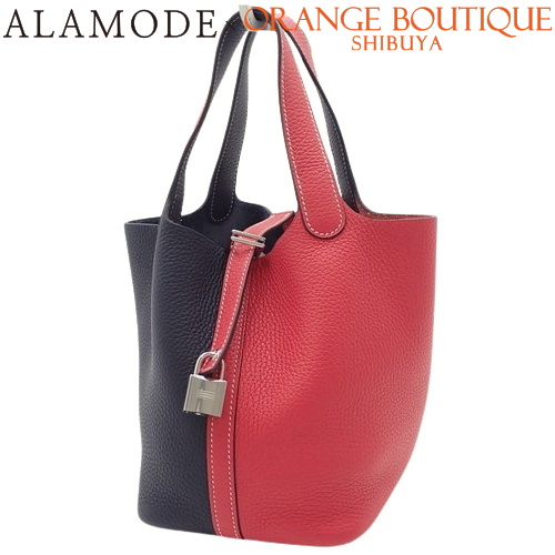 HERMES(エルメス) ピコタンロックPM カザック ローズエクストリーム ブルーニュイ ピンク ネイビー紺 トリヨンクレマンス パラジウム金具 シルバー金具 Y刻印 ハンドバッグ トートバッグ バイカラー レディース 40802149536【中古】【アラモード】