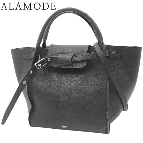 CELINE(セリーヌ) ビッグバッグ スモール ロングストラップ付き トートバッグ 2WAY ショルダー 肩掛け 斜め掛け カーフ ブラック黒 シルバー金具 189313A4U.38NO レディース 40802147508【中古】【アラモード】