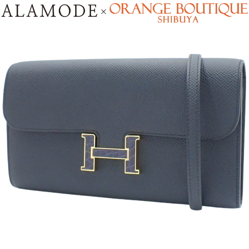 HERMES(エルメス) コンスタンス ロング トゥーゴー ネイビー紺 ヴォーエプソン アリゲーター クロコダイル ゴールド金具 W刻印 長財布 2WAY ロングウォレット ショルダー クラッチ レディース 40802151191【中古】【アラモード】