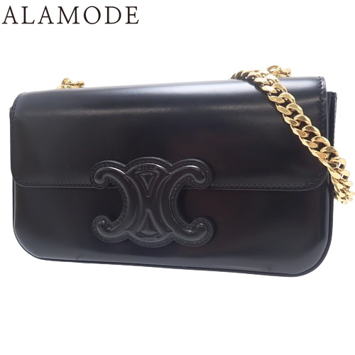 CELINE(セリーヌ) キュイル トリオンフ チェーンショルダーバッグ ショルダーバッグ 肩掛け ハンドバッグ シャイニーカーフスキン ブラック黒 ゴールド金具 199243BF4.38NO レディース 40802148722【中古】【アラモード】