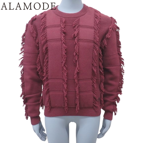 LOUIS VUITTON(ルイ・ヴィトン) ロゴプレート付 フリンジニット トップス RM232 セーター アパレル ファッション M コットン ナイロン ボルドー メンズ 40802148483【中古】【アラモード】