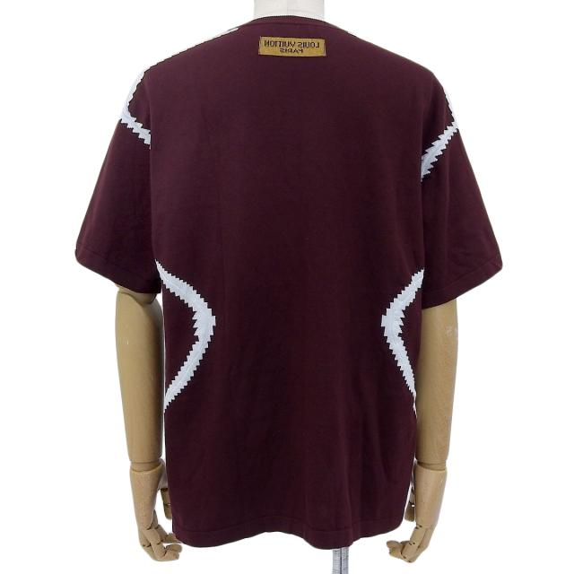 LOUIS VUITTON(ルイ・ヴィトン) インタルシア 半袖ニット ニット/セーター 2023年 RM232 クルーネック アパレル XL コットン ボルドー ホワイト白 メンズ 40802149749【中古】【アラモード】 LOUIS VUITTON(ルイ・ヴィトン) インタルシア 半袖ニット ニット