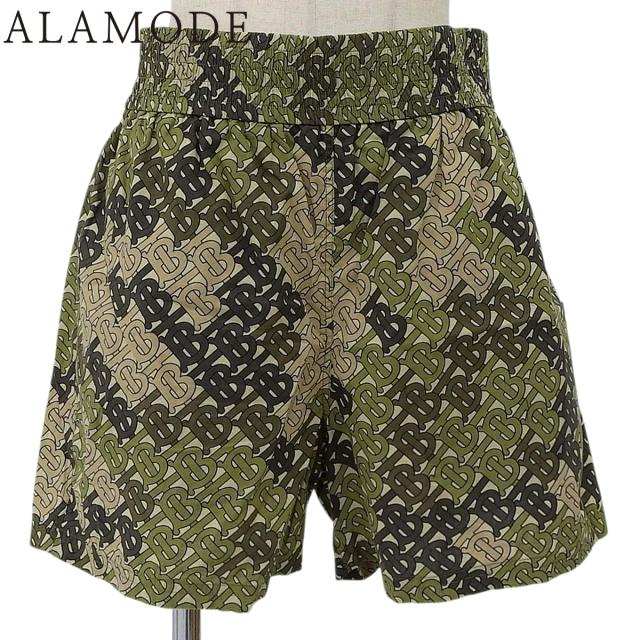 BURBERRY(バーバリー) ロゴ ハーフパンツ パンツ TBロゴ 総柄 ショートパンツ アパレル ファッション 40 コットン カーキ ブラウン茶 ベージュ レディース 40802149752【中古】【アラモード】