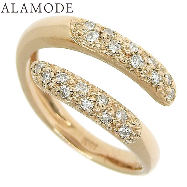 リング・k18・ダイヤリング・ピンクゴールド・レディース向け・フリーサイズ・シンプル・CZ指輪・2石・0.5ct・ ダイヤ リング K18ピンクゴールド ダイヤ0.51ct 10号 レディース 中古A