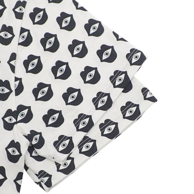 CELINE(セリーヌ) テレパシック ラブ プリントTシャツ アパレル ファッション 半袖 アネリ・サナイエ・ヘンリクソン コラボ トップス リップ アイ 総柄 S コットン ホワイト白 ブラック黒 レディース 40802149730【中古】【アラモード】 CELINE(セリーヌ) テレパシック ラブ プリントTシャツ アパレル