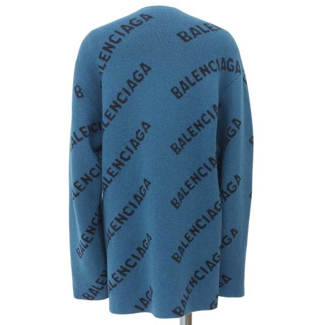 BALENCIAGA(バレンシアガ) ロゴ オーバーサイズ ニット セーター 2021年 トップス 総柄 XS ウール ナイロン ターコイズ 青緑 メンズ 40101804804【中古】【アラモード】 BALENCIAGA(バレンシアガ) ロゴ オーバーサイズ ニット セーター 2021