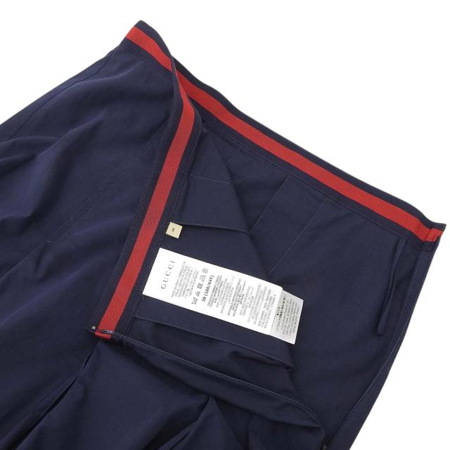 GUCCI(グッチ) コットンポプリン スカート スカート ボトムス ウエストストライプ アパレル 38 コットン ネイビー紺 レッド赤 695326 レディース 40806000040【中古】【アラモード】 GUCCI(グッチ) コットンポプリン スカート スカート ボトムス ウエスト