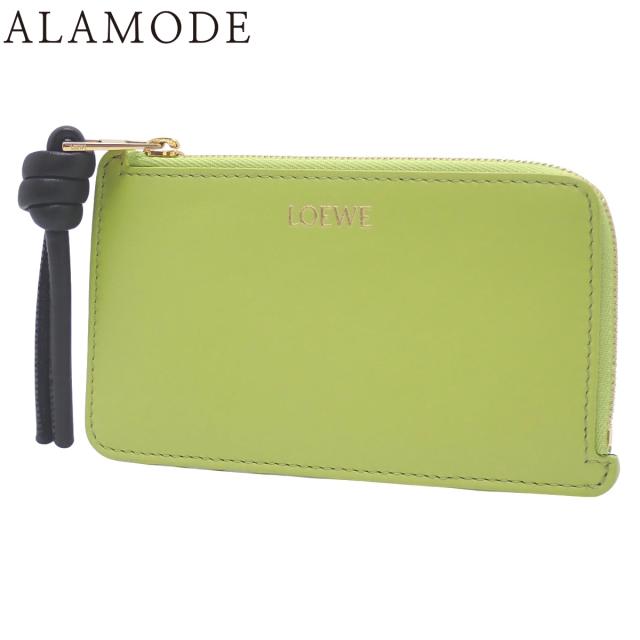 LOEWE(ロエベ) ノット カードホルダー カードケース/パスケース ケース ミニ財布 コンパクトウォレット レザー グリーン緑 ブラック黒 ゴールド金具 レディース 40802149589【中古】【アラモード】