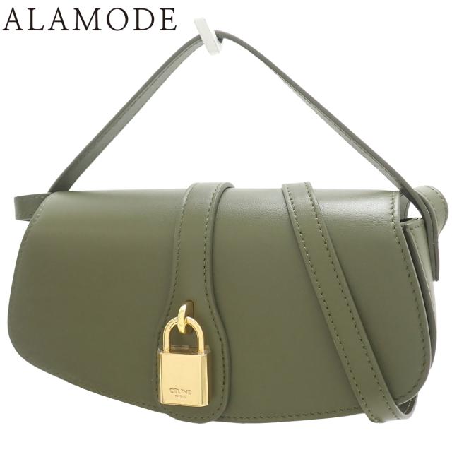 CELINE(セリーヌ) ストラップ付 クラッチバッグ ハンドバッグ 2WAY ショルダー 肩掛け ミニバッグ カーフ ダークオリーブ カーキ ゴールド金具 10I593DQ1.31DO レディース 40802148609【中古】【アラモード】