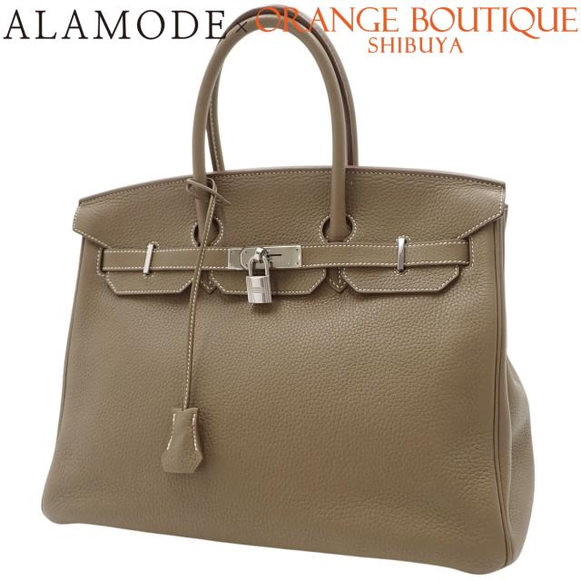 HERMES(エルメス) バーキン35 エトープ/エトゥープ グレージュ トゴ パラジウム金具 シルバー金具 X刻印 ハンドバッグ トートバック レディース 40802156328【中古】【アラモード】