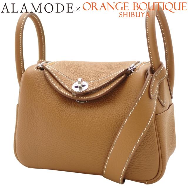 【未使用】HERMES(エルメス) リンディ ミニ ゴールド ブラウン茶 トリヨンクレマンス パラジウム金具 シルバー金具 W刻印 ショルダーバッグ 2WAY 肩掛け ハンドバッグ レディース 40802156352【アラモード】