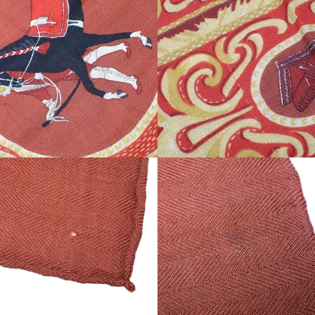 HERMES(エルメス) カレジェアン レッド赤 カシミヤ シルク スカーフ
