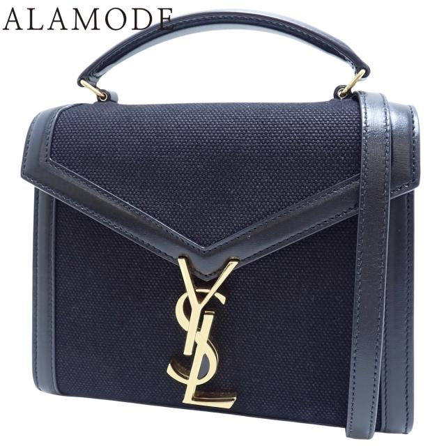 SAINT LAURENT PARIS(サンローランパリ) カサンドラ ミニ トップハンドル ハンドバッグ 2WAY ショルダー 肩掛け 斜め掛け キャンバス レザー ブラック黒 ゴールド金具 623930 レディース 40802157405【中古】【アラモード】