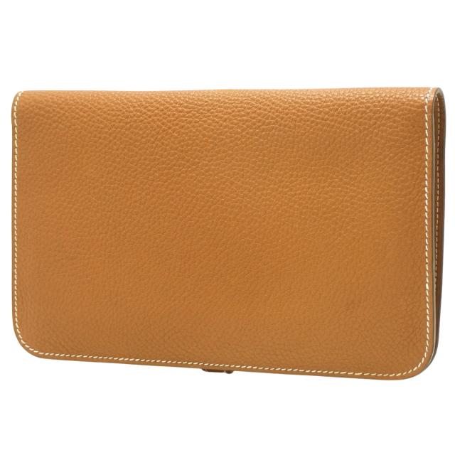 HERMES(エルメス) ドゴン デュオ ゴールド ブラウン茶 トリヨンクレマンス パラジウム金具 シルバー金具 □I刻印 ロングウォレット ドゴンGM 二つ折り 2つ折り 長財布 小物 レディース 40802140710【中古】【アラモード】 HERMES(エルメス) ドゴン デュオ ゴールド ブラウン茶 トリヨン