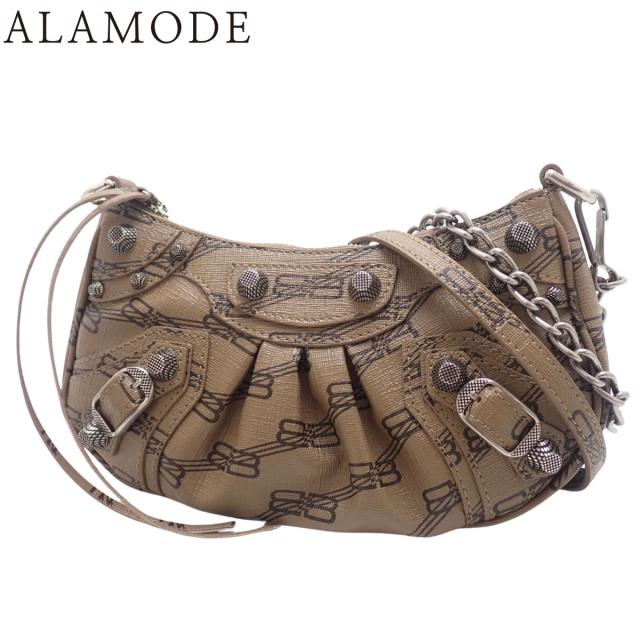 BALENCIAGA(バレンシアガ) ル・カゴール ミニバッグ チェーン付き ショルダーバッグ 2WAY ハンドバッグ 肩掛け 斜め掛け レザー ブラウン茶 シルバー金具 695814 レディース 40802158619【中古】【アラモード】