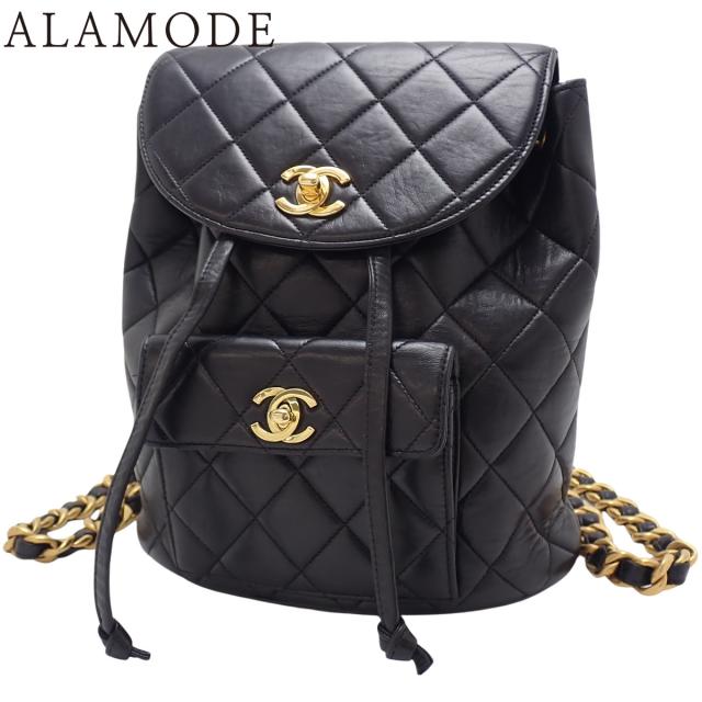 CHANEL(シャネル) マトラッセ ココマーク リュックサック バックパック ショルダーバッグ 肩掛け ラムスキン ブラック黒 ゴールド金具 A10177 レディース 40802148106【中古】【アラモード】
