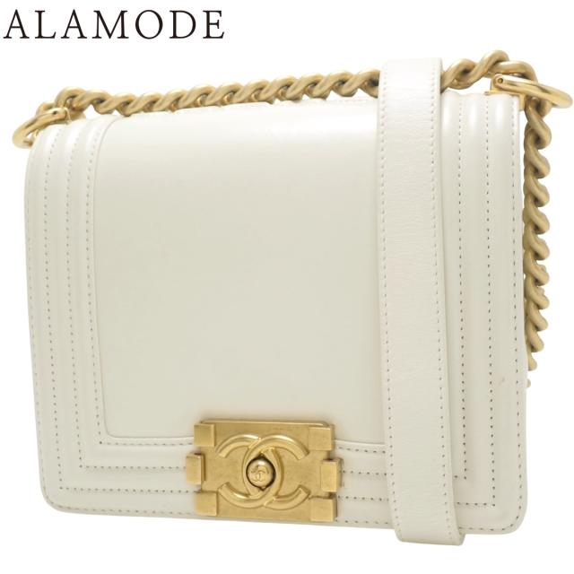 CHANEL(シャネル) ボーイシャネル チェーンショルダーバッグ ショルダーバッグ 肩掛け 斜め掛け カーフ ホワイト白 マットゴールド金具 AS3018 レディース 40802144164【中古】【アラモード】