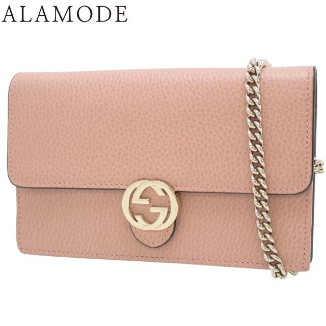 GUCCI(グッチ) インターロッキングG チェーンウォレット ロングウォレット 肩掛け 斜め掛け レザー ピンク シャンパンゴールド金具 510314 レディース 40802137057【中古】【アラモード】