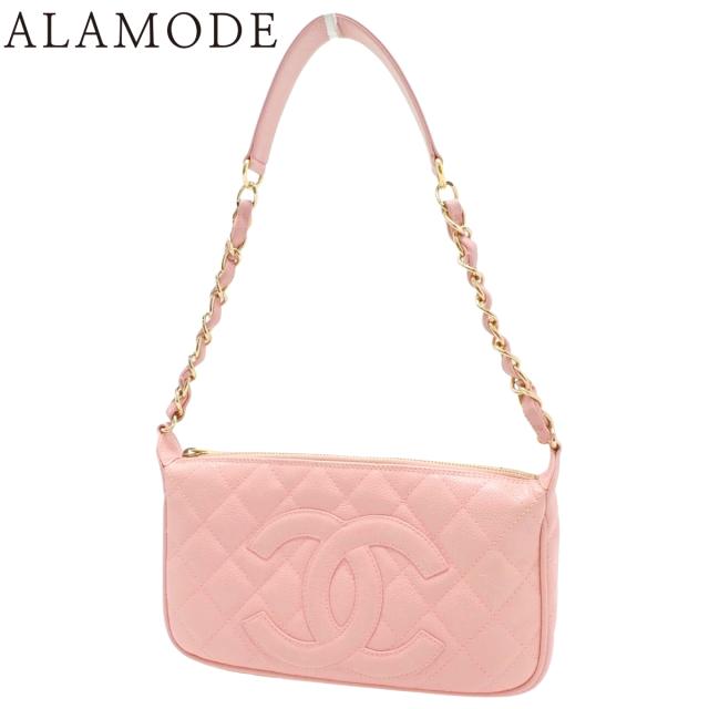 CHANEL(シャネル) マトラッセ ココマーク チェーンショルダーバッグ ショルダーバッグ 肩掛け キャビアスキン ピンク ゴールド金具 レディース 40802146624【中古】【アラモード】