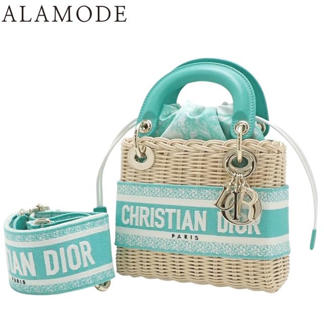 Christian Dior(クリスチャン・ディオール) レディディオール ウィッカー ミニ ハンドバッグ ショルダー 肩掛け 斜め掛け Lady Dior トワル ドゥ ジュイ ジャカード キャンバス レザー ウィッカー グリーン緑 アイボリー ホワイト白 M0505OIFI 40802158618【アラモード】