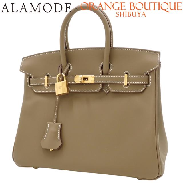 【新品】HERMES(エルメス) バーキン25 K刻印 エトープ/エトゥープ グレージュ ヴォースイフト ゴールド金具 ハンドバッグ トートバッグ レディース 40802162890【アラモード】