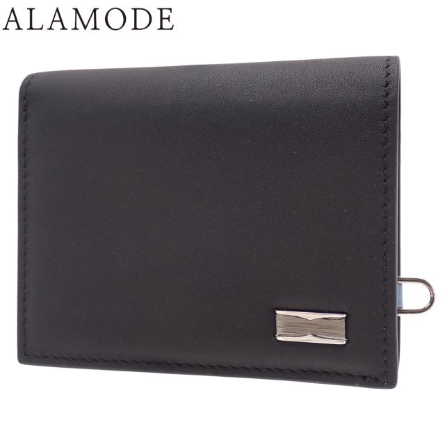 BVLGARI(ブルガリ) ビーゼロワン 二つ折り財布 コンパクトウォレット B-zero1 2つ折り 小物 レザー ブラック黒 ブルー青 シルバー金具 メンズ 40802163051【中古】【アラモード】