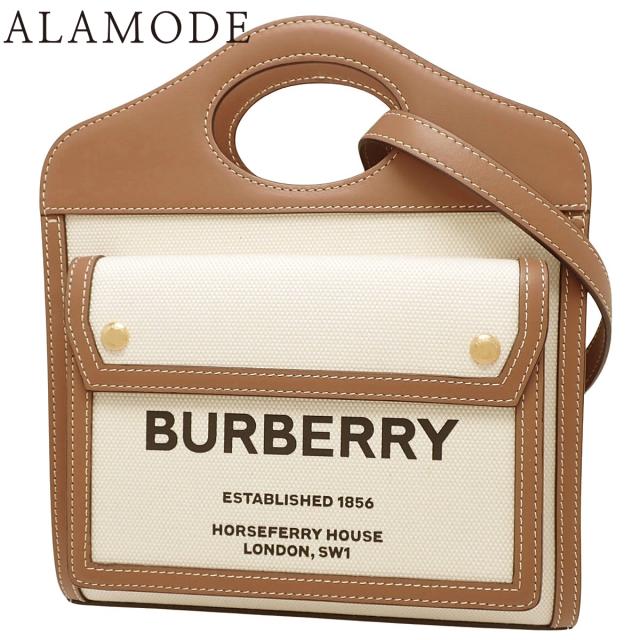 BURBERRY(バーバリー) ミニ ポケットバッグ ハンドバッグ 2WAY ショルダー 肩掛け 斜め掛け ナチュラル/モルトブラウン キャンバス レザー オフホワイトアイボリー ブラウン茶 ゴールド金具 80393611 レディース 40802156671【中古】【アラモード】