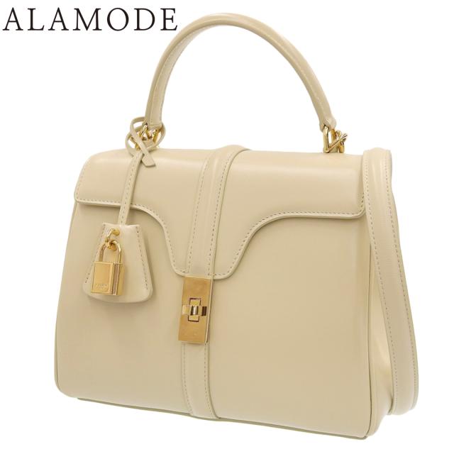 CELINE(セリーヌ) スモール 16セーズ ハンドバッグ ショルダー 2WAY 肩掛け カーフ クリーム薄黄色 ゴールド金具 188003BEY レディース 40802161063【中古】【アラモード】