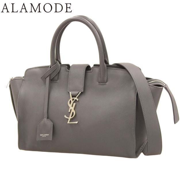 SAINT LAURENT PARIS(サンローランパリ) ダウンタウン ベイビー カバス ハンドバッグ 2WAY ショルダー 肩掛け レザー グレー シルバー金具 653567 レディース 40802160784【中古】【アラモード】