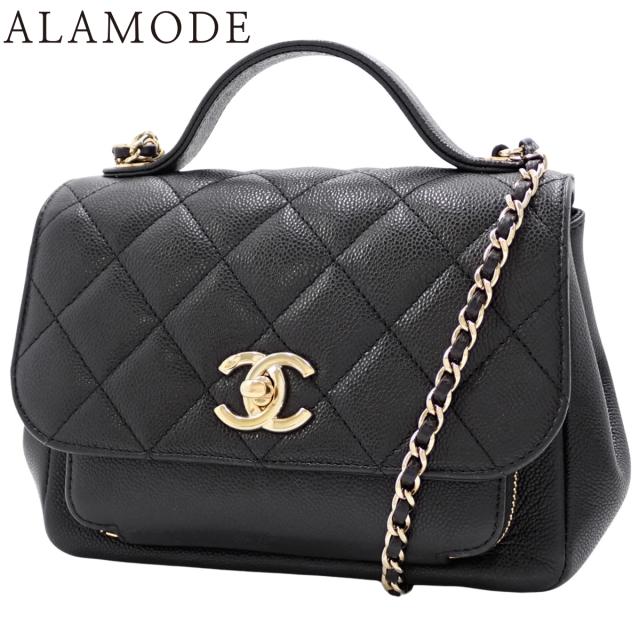 CHANEL(シャネル) マトラッセ ビジネス アフィニティ スモール ハンドバッグ 2WAY チェーンショルダー 肩掛け 斜め掛け キャビアスキン ブラック黒 シャンパンゴールド金具 A93749 レディース 40802161806【中古】【アラモード】