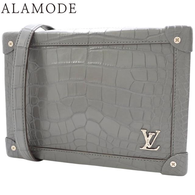 LOUIS VUITTON(ルイ・ヴィトン) ソフトトランク ショルダーバッグ 肩掛け 斜め掛け クロコダイル ロゴ クロコダイル グレー シルバー金具 メンズ 40802163869【中古】【アラモード】