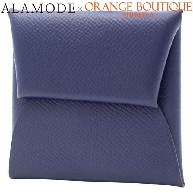 HERMES(エルメス) バスティア ブルーニュイ ネイビー紺 ヴォーエプソン パラジウム金具 シルバー金具 X刻印 ケース パース ミニ財布 小物 ユニセックス 40802164657【アラモード】