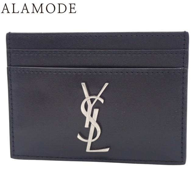 SAINT LAURENT PARIS(サンローランパリ) カードケース/パスケース カードホルダー パスケース 定期 名刺入れ 小物 レザー ブラック黒 シルバー金具 485631 ユニセックス 40802164161【中古】【アラモード】